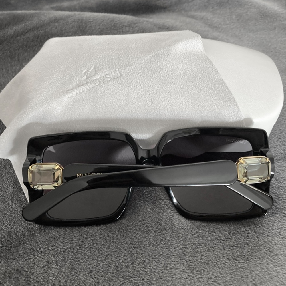 Oversized Swarovski Sunglasses SK 351 01A - Black Frame With Dark Gray Lenses